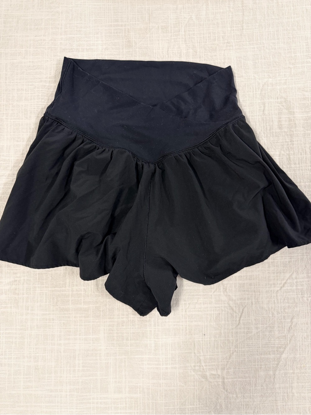 Women's Black High-Waist Skort with Flowy Overlay